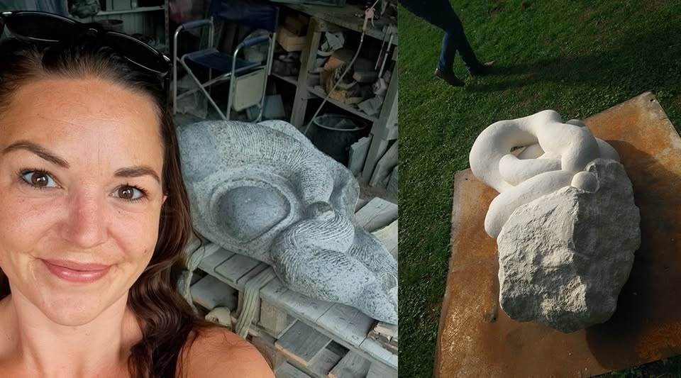 Skulpturelt arbejde med kalksten v. Freja Niemann Lundrup