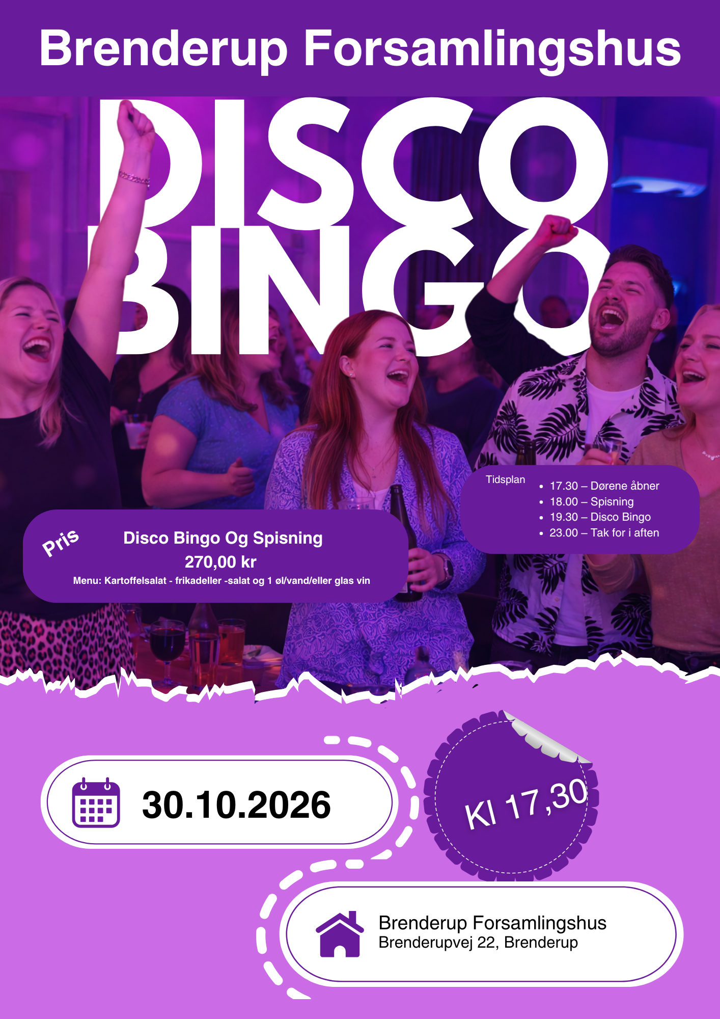 Disco Bingo 30 oktober Brenderup Forsamlingshus