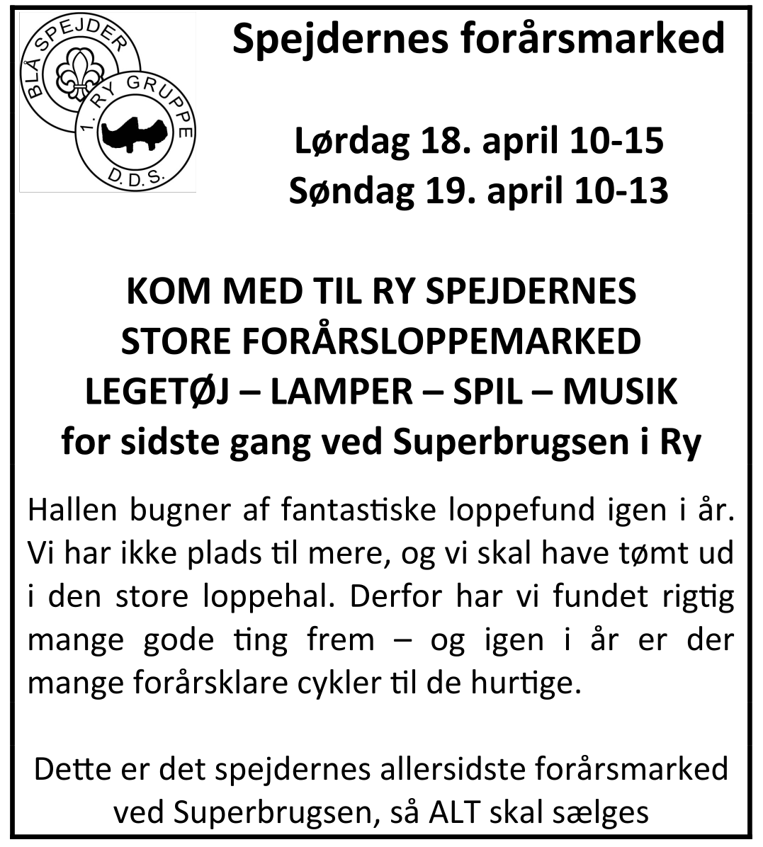 Ry spejdernes store Forårsloppemarked