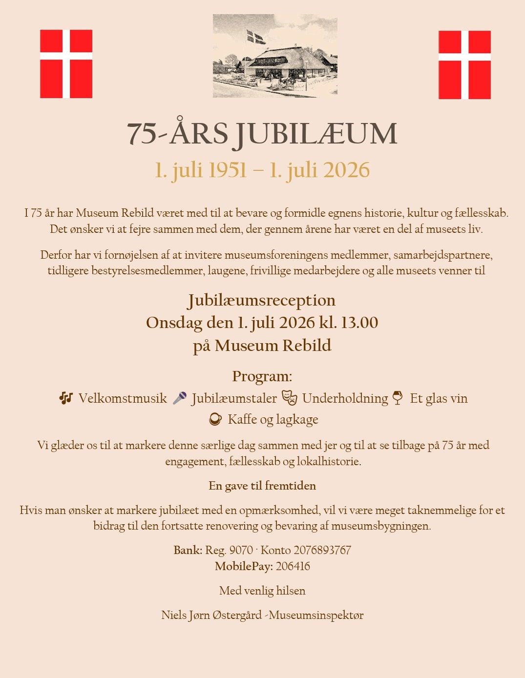 Spillemandsmuseet i Rebild fejrer 75-ÅRS JUBILÆUM 1. juli 2026