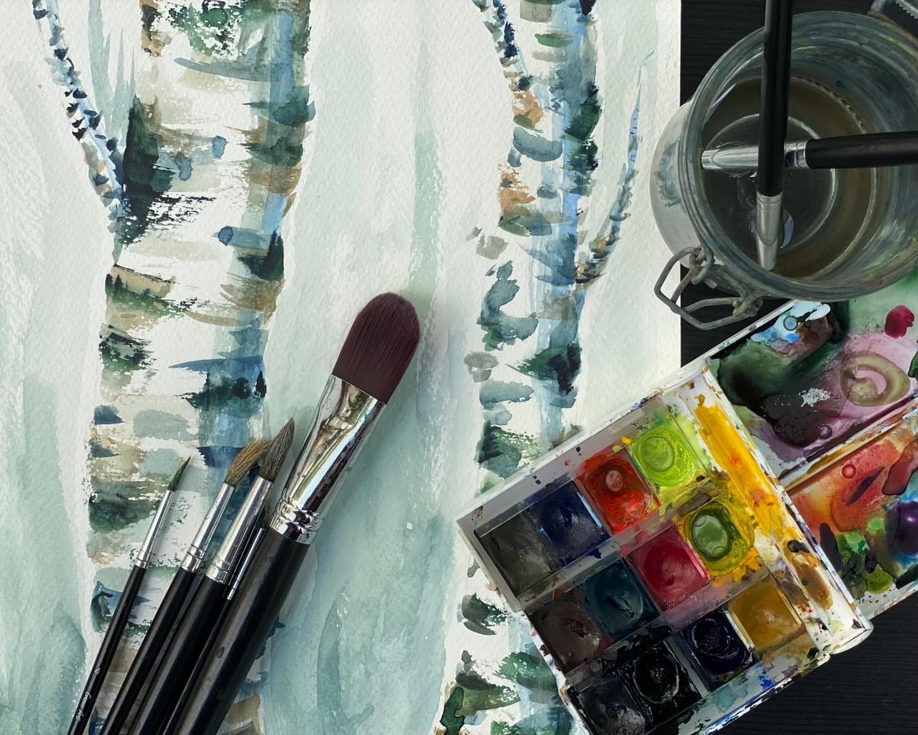 Akvarelworkshop for børn og deres voksne i vinterferien