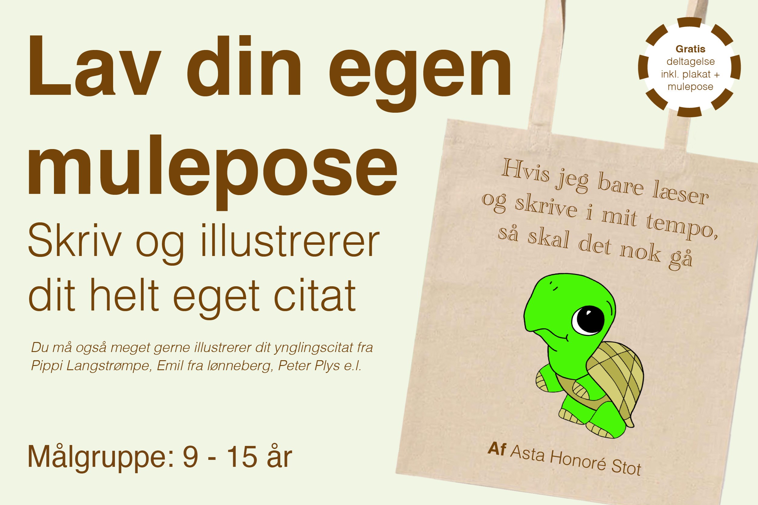 Illustrer din egen mulepose: Kreativ workshop for børn og unge med ordblindhed