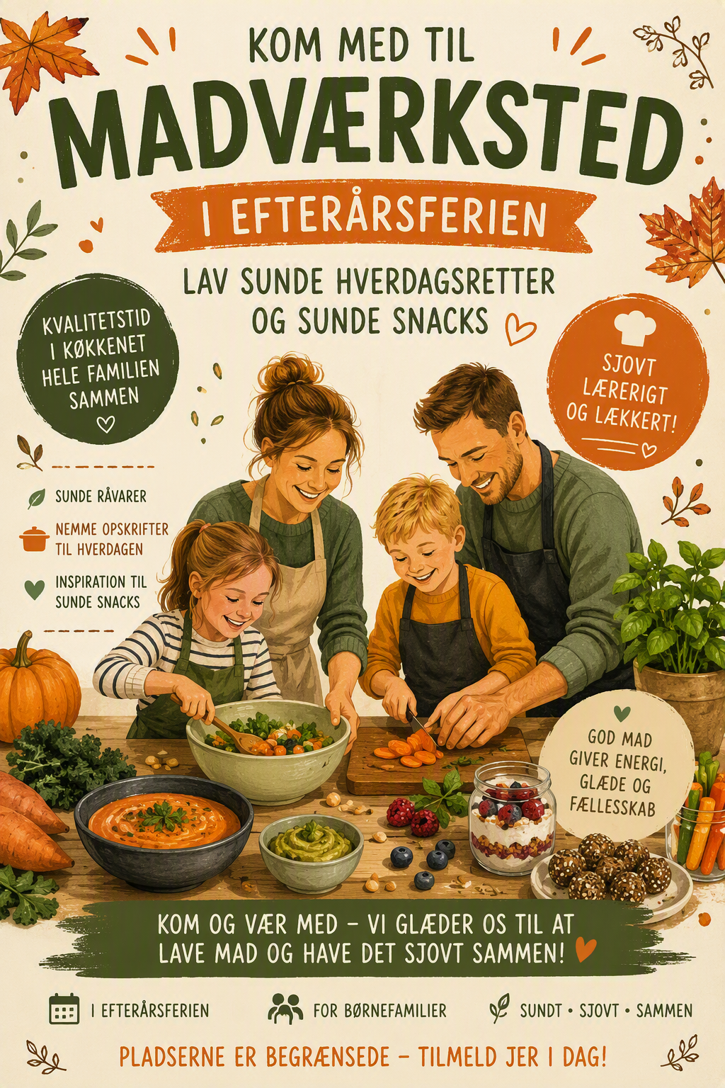 Madlavning for børnefamilier i Bjerringbro - aktivitet i uge 42 Hverdagsmad og børnevenlige snacks