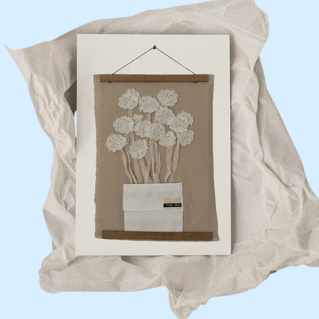 Upcycled Blomster Tekstil Væghæng