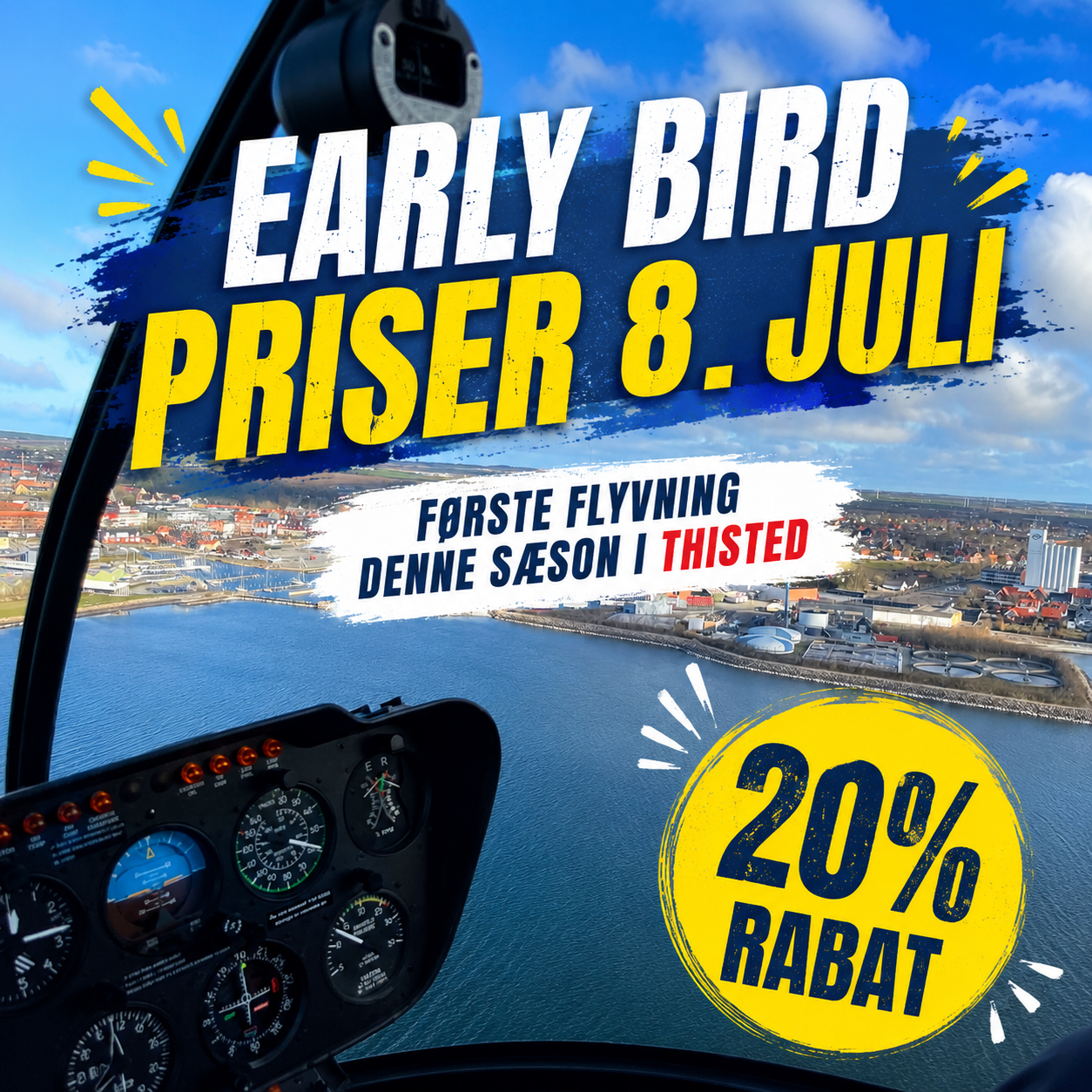 Early Bird priser på helikopterflyvning fra Thisted