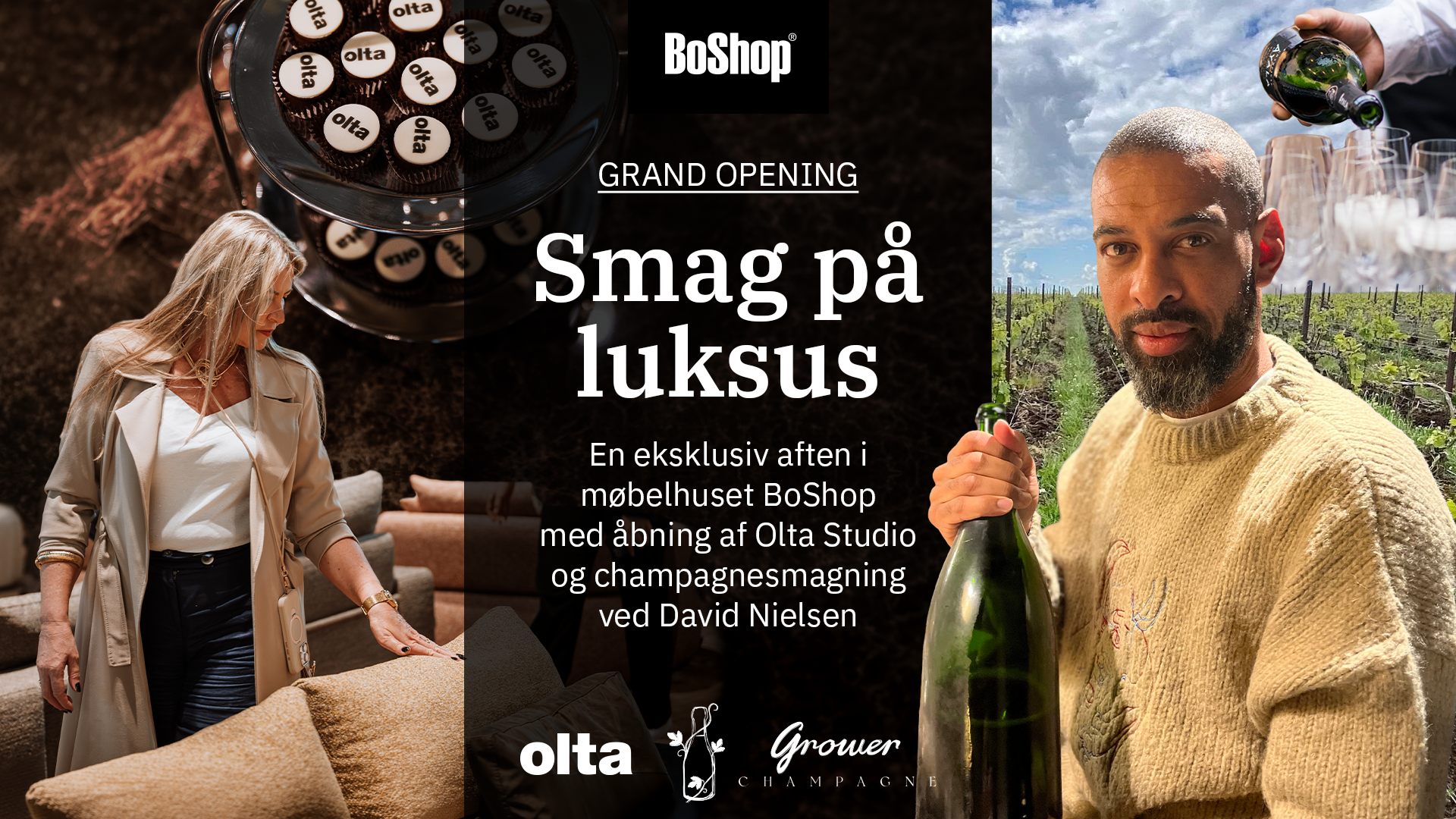 Smag på luksus: Åbning af Olta Studio og champagnesmagning ved David Nielsen og