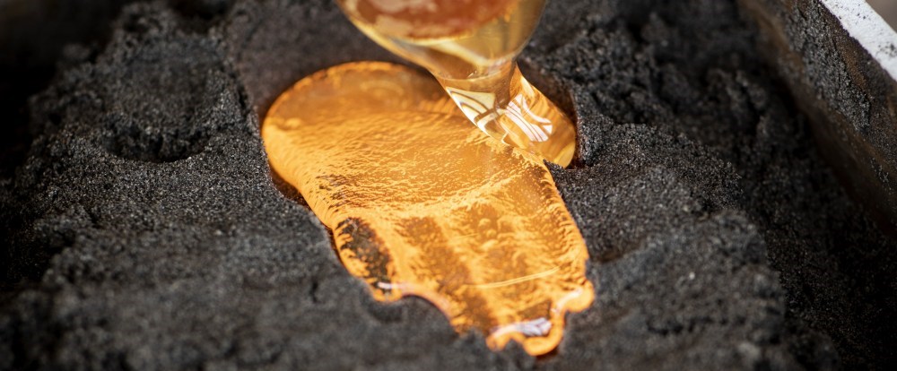 Sandstøbning i glas værksted