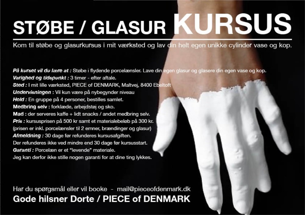 Støbe / GLASUR KURSUS samlet pris for 4 personer