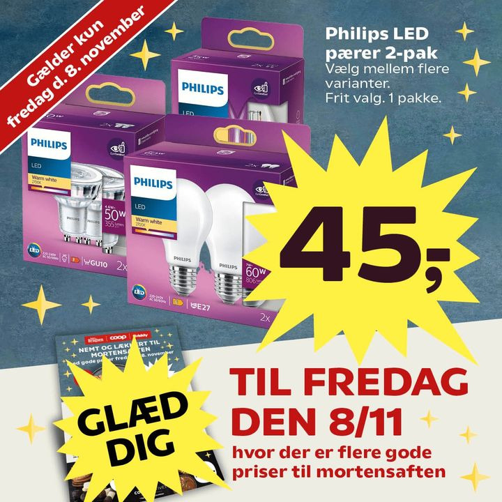 Superbrugsen Dronninglund inspirerer til mortensaften med gode tilbud på mad og Phillips LED-pærer