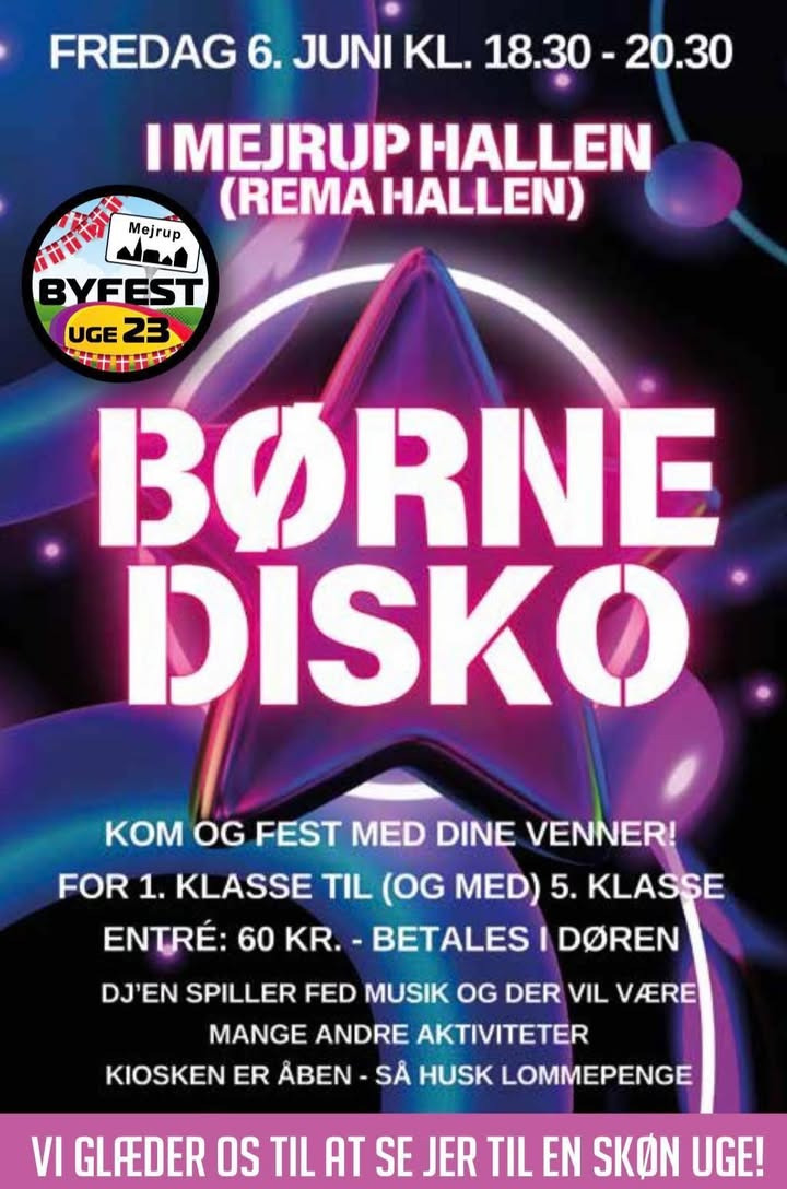 Mejrup Kultur- og Fritidscenter inviterer til fest og loppemarkedsindsamling denne fredag