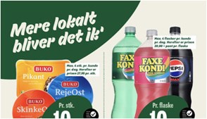 Fristende tilbud: Buko smelteost til kun 10 kr. og Pepsi eller Faxe Kondi til 10 kr.