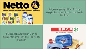 3-Stjernet pålæg til kun 9 kr. og Kærgården smør til 12 kr. i de lokale butikker