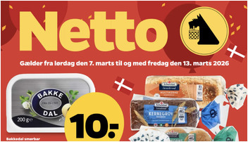 Bakkedal smørbar til kun 10 kr. og Schulstad levebrød til 12 kr. hos Netto