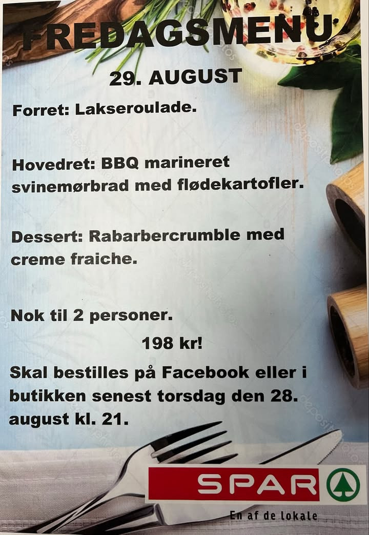 Spar Fårup præsenterer fredagsbasker til to personer med bestilling torsdag