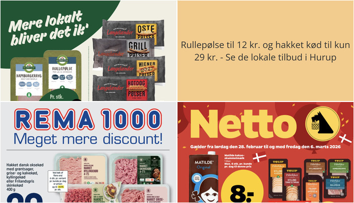 Rullepølse til 12 kr. og hakket kød til kun 29 kr. - Se de lokale tilbud i Hurup
