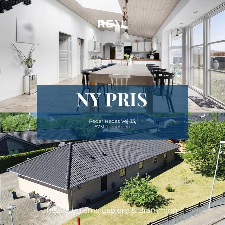 RealMæglerne Esbjerg og Bramming annoncerer nedsat pris på moderne familie villa i Tjæreborg