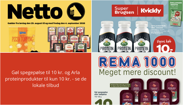 Gøl spegepølse til 10 kr. og Arla proteinprodukter til kun 10 kr. - se de lokale tilbud