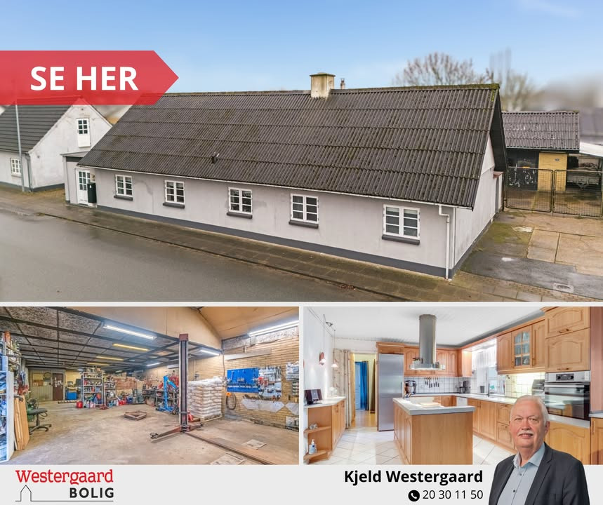 Westergaard Bolig præsenterer rummelig villa med autoværksted i byens centrum til salg