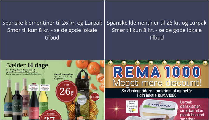 Spanske klementiner til 26 kr. og Lurpak Smør til kun 8 kr. - se de gode lokale tilbud