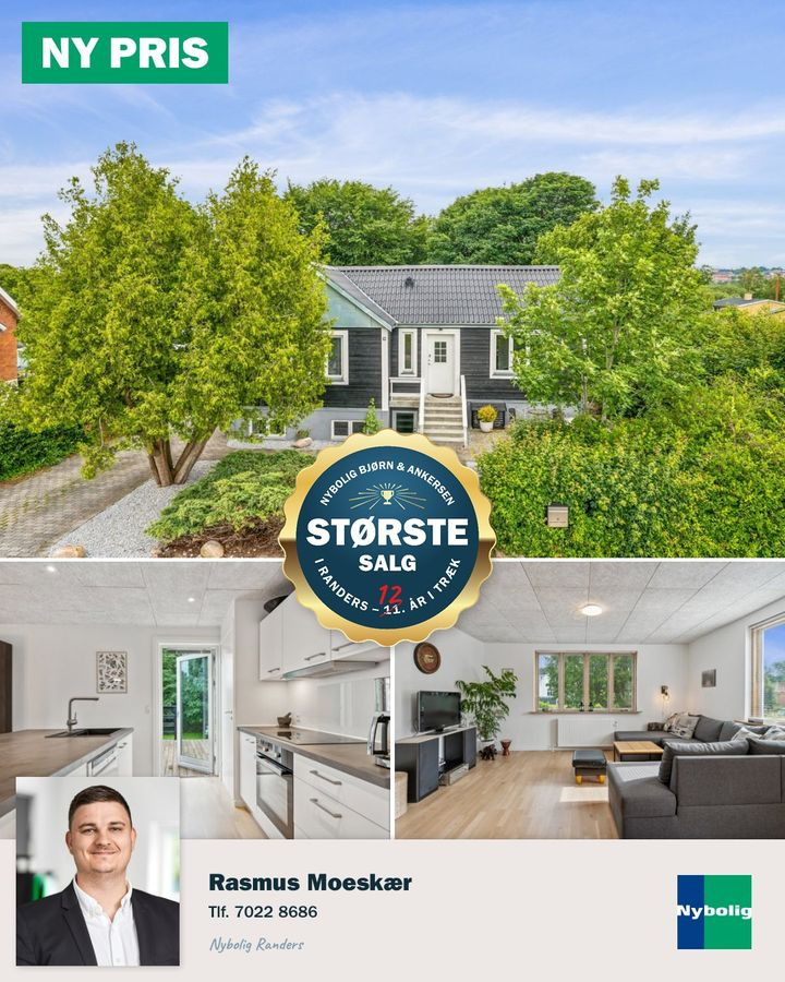 Nybolig Bjørn & Ankersen: Ny pris på totalrenoveret villa nær Randers