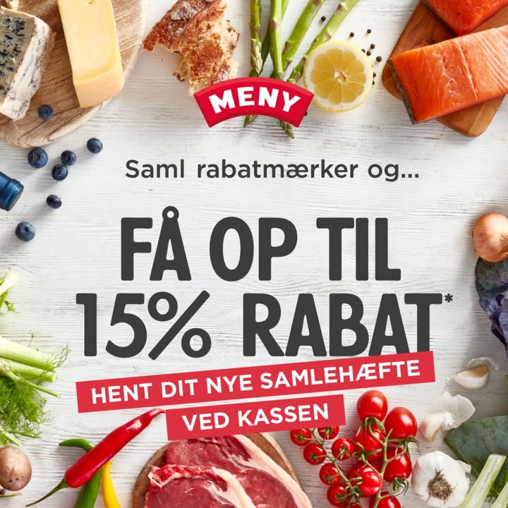 Saml rabatmærker hos Meny Klarup og spar op til 15 % i februar 2026