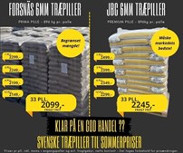 HH Trælast & Byggecenter A/S tilbyder svenske træpiller til sommerpriser i begrænset periode