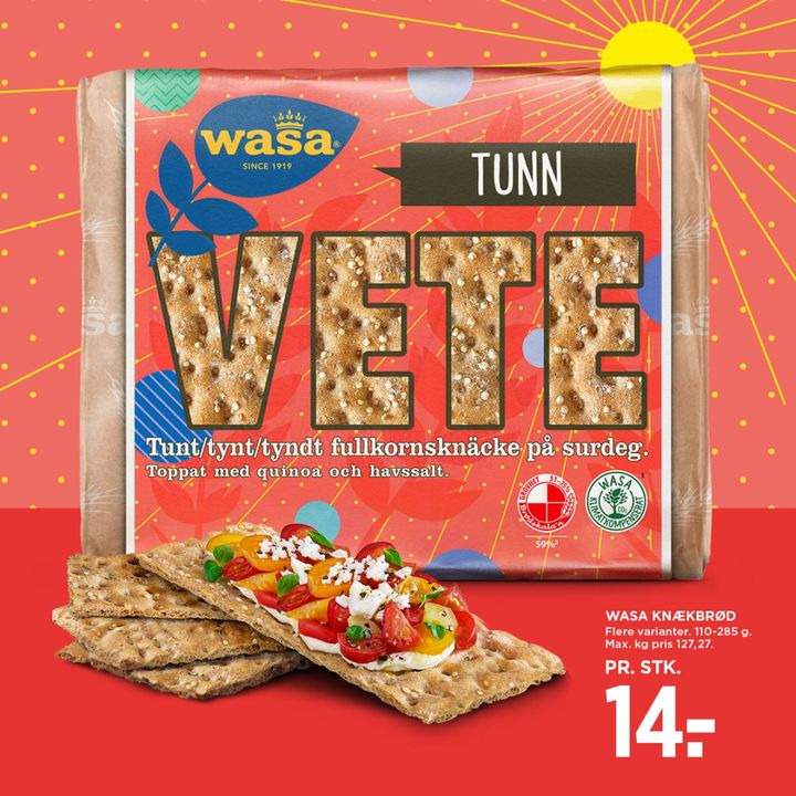 Nyhed fra Meny Klarup: prøv Wasa Tunn Vete til 14 kr. i denne uge