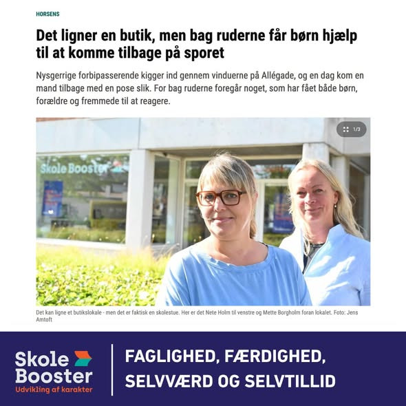 Skole Booster fortæller om sin mission i Horsens Folkeblad og Horsens Posten