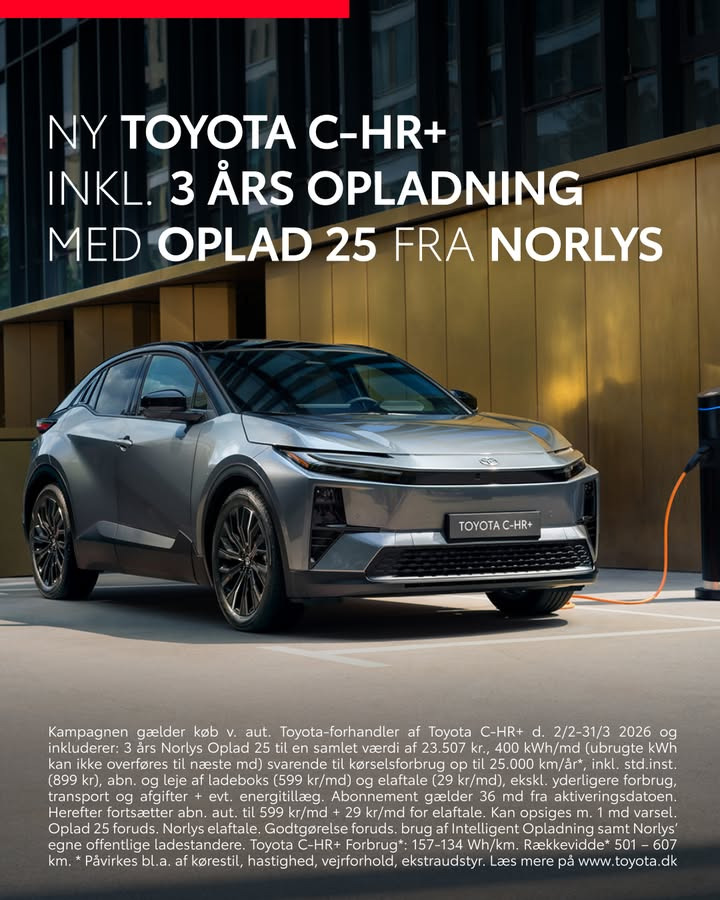 MTH Biler inviterer til prøvekørsel af Toyota C-HR+ i dag søndag indtil kl. 16