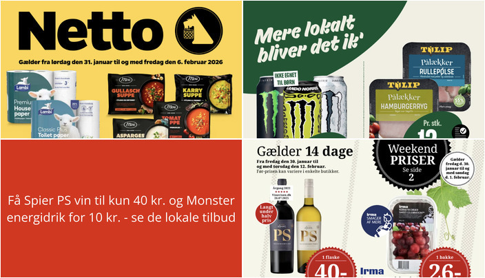 Få Spier PS vin til kun 40 kr. og Monster energidrik for 10 kr. - se de lokale tilbud