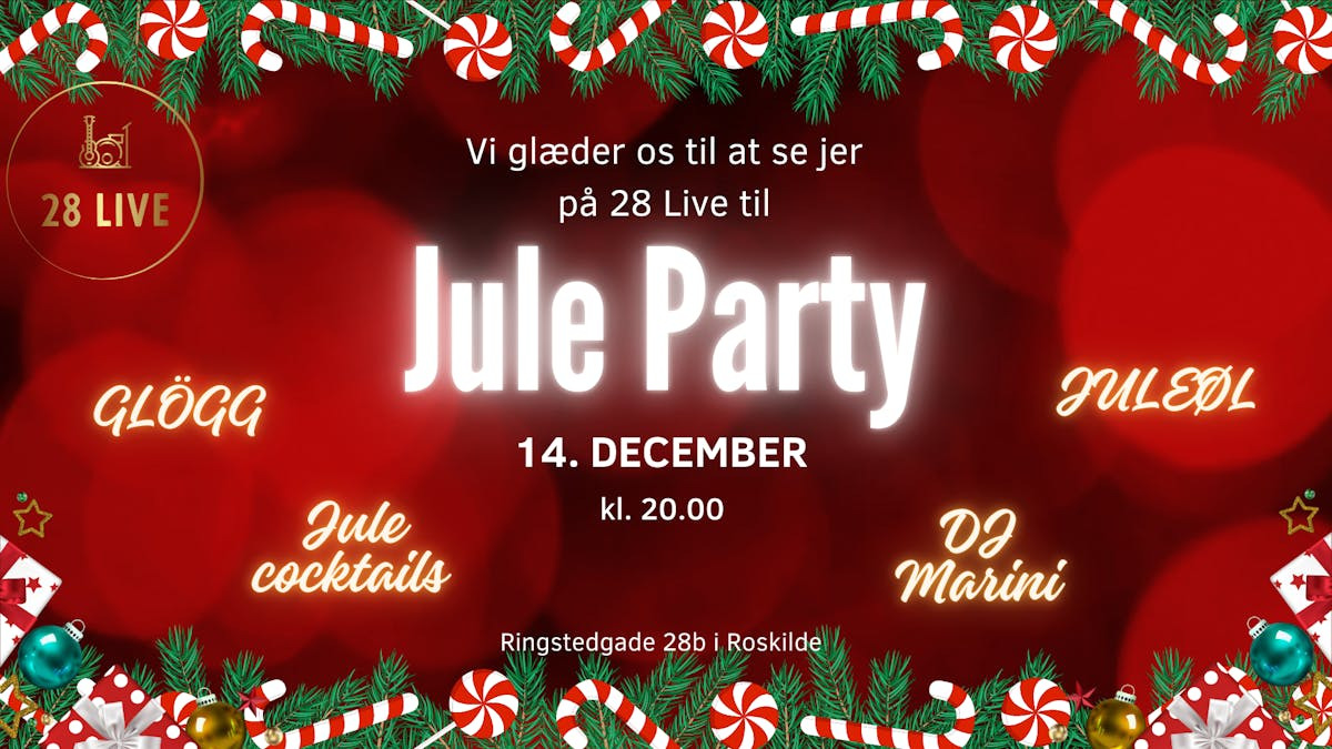 Årets fedeste julefest på 28 Live Bar i Roskilde