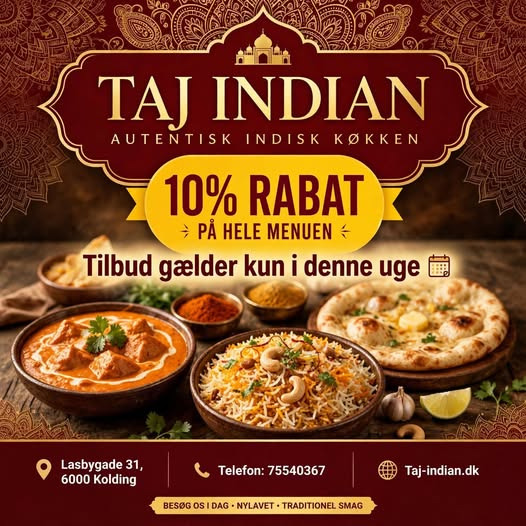 Taj Indian inviterer til autentisk indisk mad på Låsbygade 33