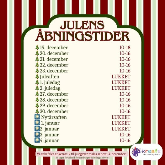 Kreafe holder åbent hver weekend i december til julegaveværksted