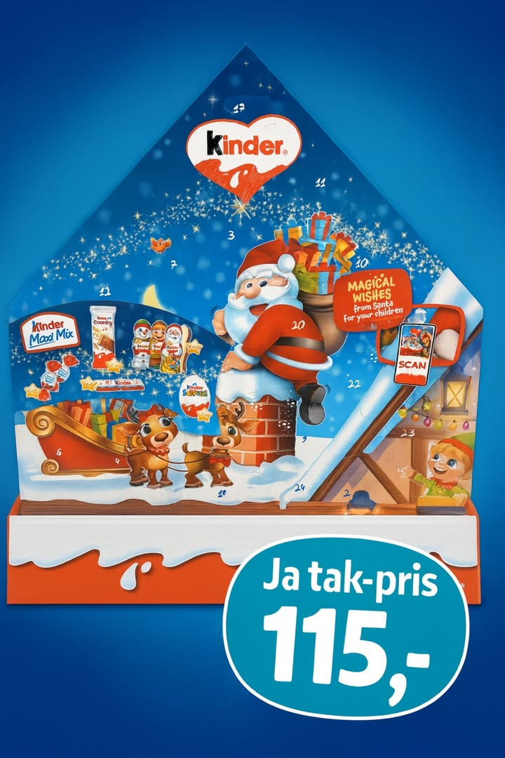 Meny Hobro tilbyder afhentning af Kinder julekalender til skarp pris 3/11