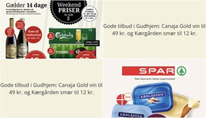 Gode tilbud i Gudhjem: Canaja Gold vin til 49 kr. og Kærgården smør til 12 kr.