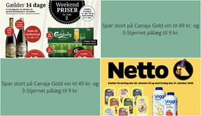 Spar stort på Canaja Gold vin til 49 kr. og 3-Stjernet pålæg til 9 kr.