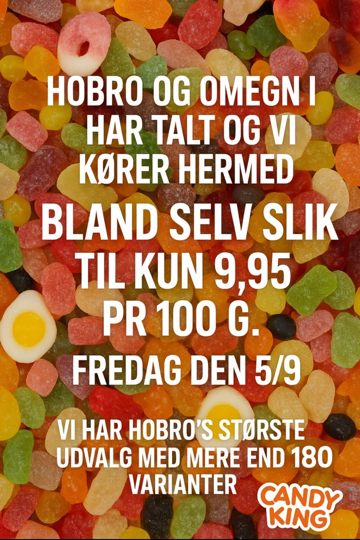 Meny Hobro: Slik og ja tak tilbud kun i dag fredag