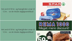 Hel and til 59 kr. og Kærgården smør til 12 kr. - se de lokale dagligvaretilbud