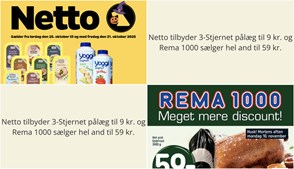 Netto tilbyder 3-Stjernet pålæg til 9 kr. og Rema 1000 sælger hel and til 59 kr.