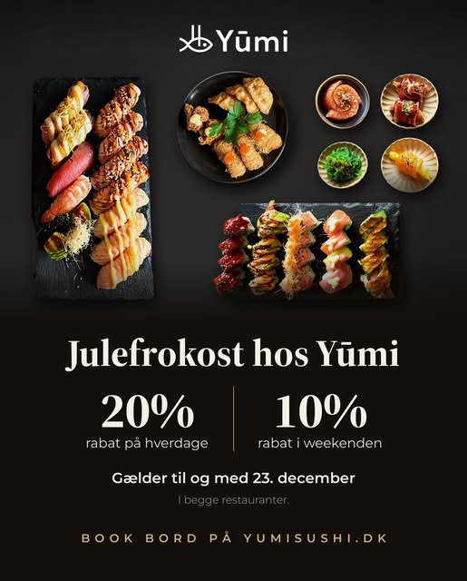 Yumi Aalborg tilbyder julefrokost med rabat frem til 23. december