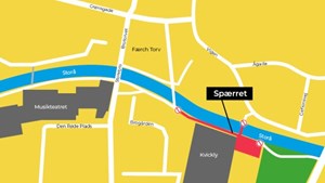 Afspærring af bro og sti ved Kvickly