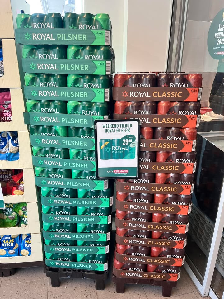 MIN KØBMAND I ASP afprøver nyt weekendtilbud med Royal øl 6-pak til 29,95 kr.