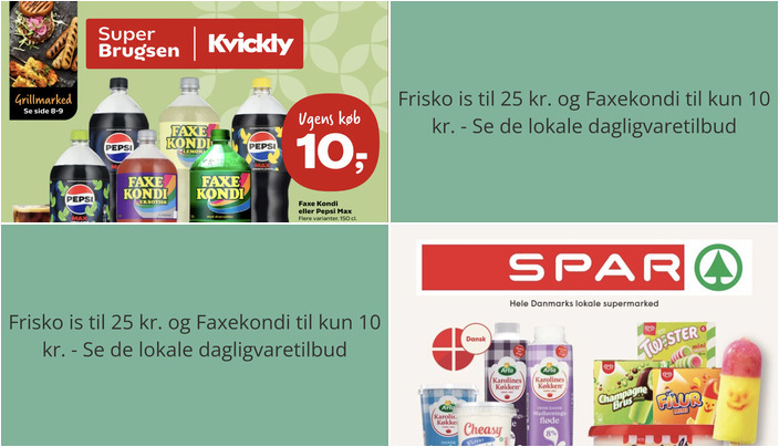 Frisko is til 25 kr. og Faxekondi til kun 10 kr. - Se de lokale dagligvaretilbud