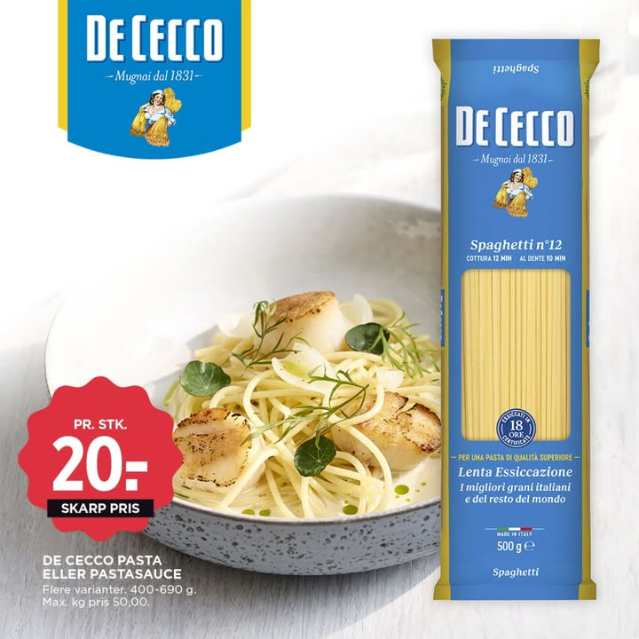 Meny Randers: oplev italiensk madkunst med De Cecco-pasta til 20 kr.