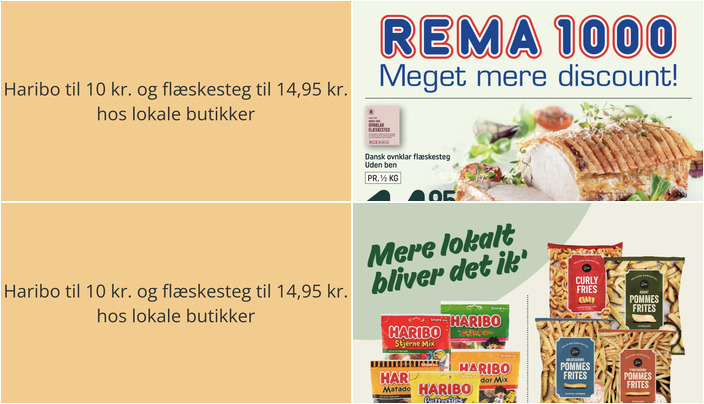Haribo til 10 kr. og flæskesteg til 14,95 kr. hos lokale butikker