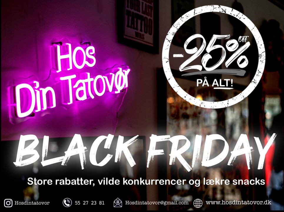 Hos Din Tatovør fejrer Black Friday med 25% rabat og festlige aktiviteter