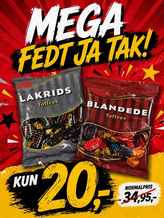 Spar Valsgård lokker med tilbud på Toms lakrids og blandede toffees