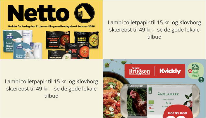 Lambi toiletpapir til 15 kr. og Klovborg skæreost til 49 kr. - se de gode lokale tilbud