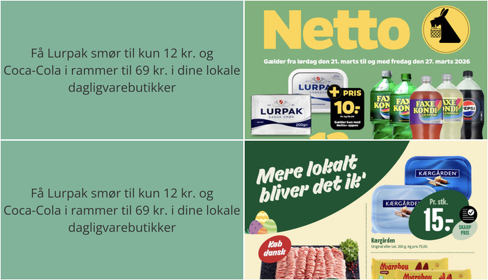Få Lurpak smør til kun 12 kr. og Coca-Cola i rammer til 69 kr. i dine lokale dagligvarebutikker