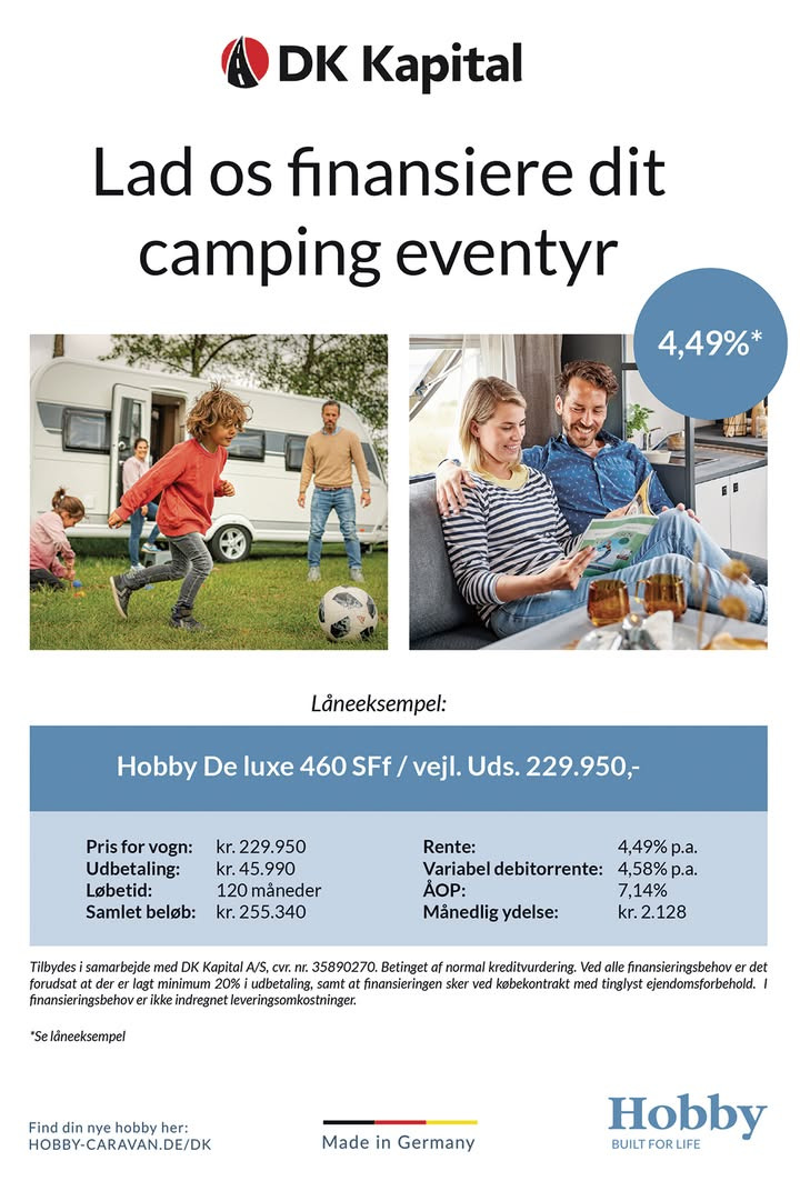 Møllegårdens Camping tilbyder gunstig finansiering på Hobby campingvogn